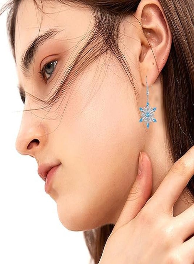 Modpide Women Crystal Winter Snowflake Pendant Necklace Hook Dangle Earrings Set for Women Christmas Gift(silver crystal set) - Image 4